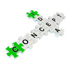 Concept idea 3d puzzle on white background
