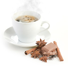 coffee with chocolate and dry breakfast