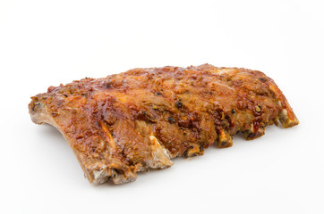 Ribs bbq pork isolated white background