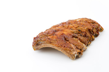 Ribs bbq pork isolated white background