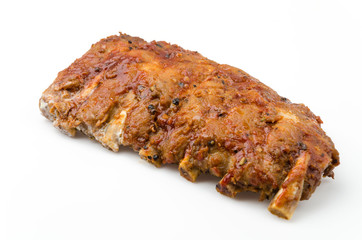Ribs bbq pork isolated white background