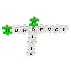 Crisis currency 3d puzzle on white background