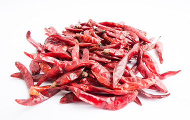 Dried chili on a white blackground
