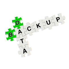 Data backup 3d puzzle on white background