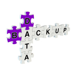 Data backup 3d puzzle on white background