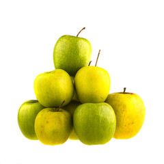 Green apples isolated on white background.
