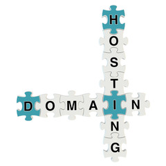 Domain hosting 3d puzzle on white background