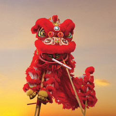 Chinese lion costume used during Chinese New Year celebration