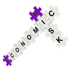 Economic risk 3d puzzle on white background