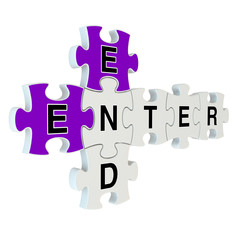 End enter 3d puzzle on white background