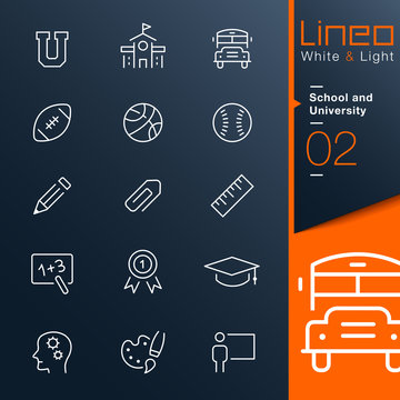 Lineo White & Light - School and University outline icons