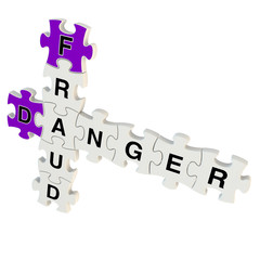 Fraud danger 3d puzzle on white background