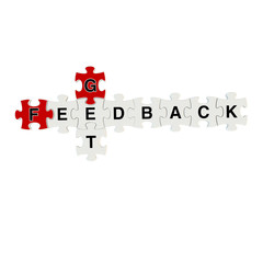 Get feedback 3d puzzle on white background