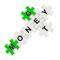 Get money 3d puzzle on white background