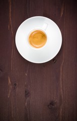 top of view of one cup of italian espresso coffee