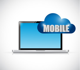 laptop and mobile cloud connection illustration