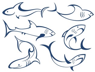 Fish silhouette. Sharks