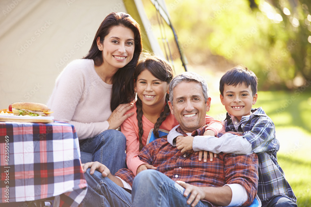 Canvas Prints Family Enjoying Camping Holiday In Countryside