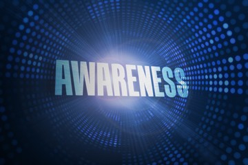 Awareness against futuristic dotted blue and black background