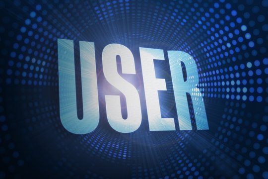 User against futuristic dotted blue and black background