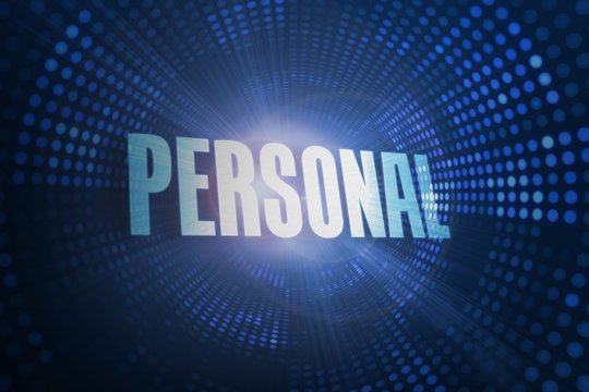 Personal against futuristic dotted blue and black background