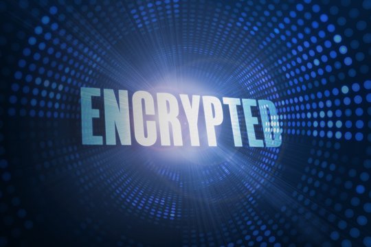 Encrypted against futuristic dotted blue and black background