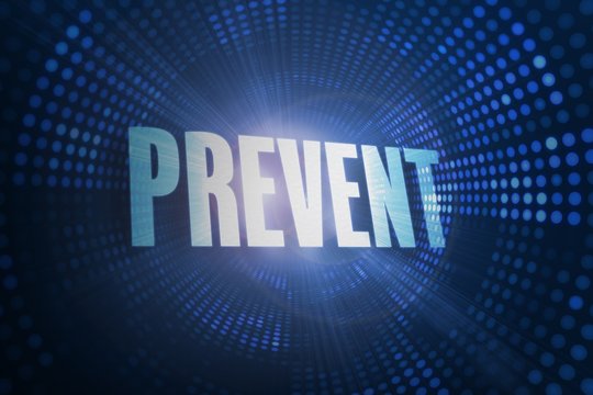 Prevent against futuristic dotted blue and black background