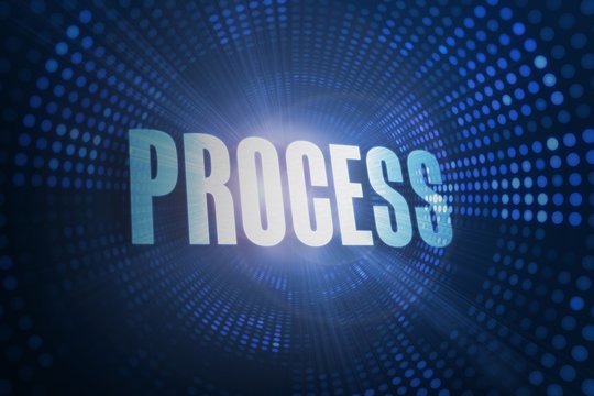 Process against futuristic dotted blue and black background