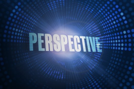 Perspective against futuristic dotted blue and black background