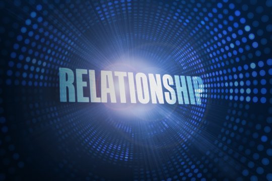 Relationship against futuristic dotted blue and black background