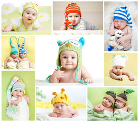 set of funny babies or children weared in hats © Oksana Kuzmina