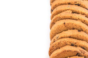 Chocolate chips cookies isolated on white background