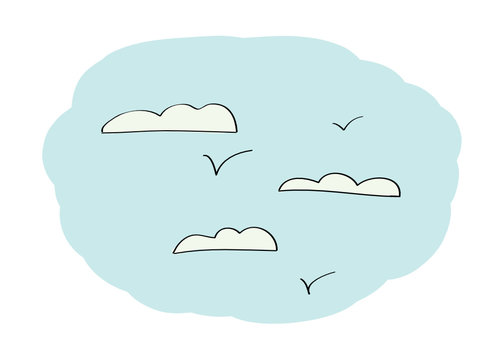 Doodle Sky with clouds. Vector background