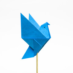 Blue origami bird - 62354400