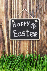 blackboard with wishes for a happy Easter