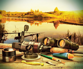 fishing tackle on a pontoon