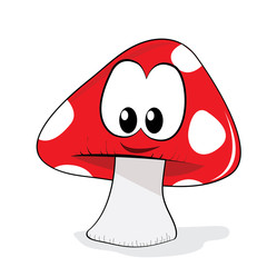 mushroom cartoon character with a smile