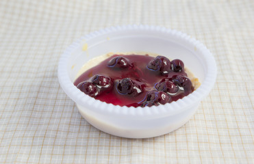 Blueberry cheese cake in white cup