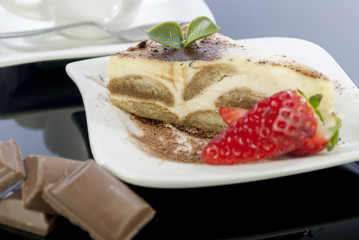 tiramisu on wood table