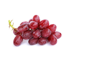 Bunch of red grapes isolated on white background