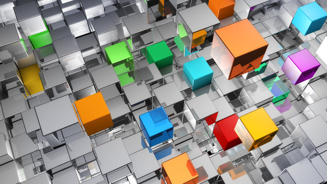 Abstract background from metallic cubes
