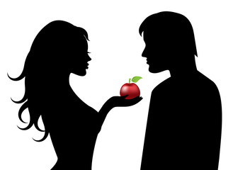 Adam and Eve and the forbidden fruit - obrazy, fototapety, plakaty