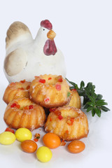 Easter table setting with chicken and Easter eggs. © Alina G