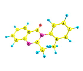 Methaqualone molecular structure isolated on white