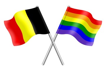 Drapeaux : Belgique et Arc-en-ciel