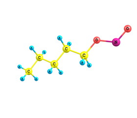 Amyl Nitrite molecular structure isolated on white