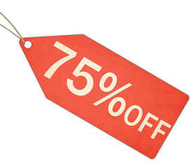 Seventy Five Percent Off Sale Red Tag and String