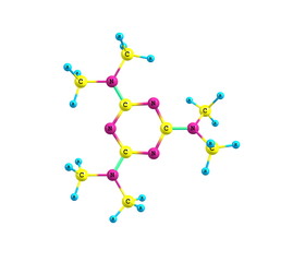Altretamine molecular structure isolated on white