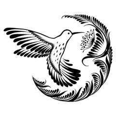 decorative silhouette hummingbird in flight