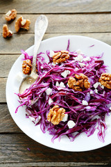 salad with red cabbage and walnuts